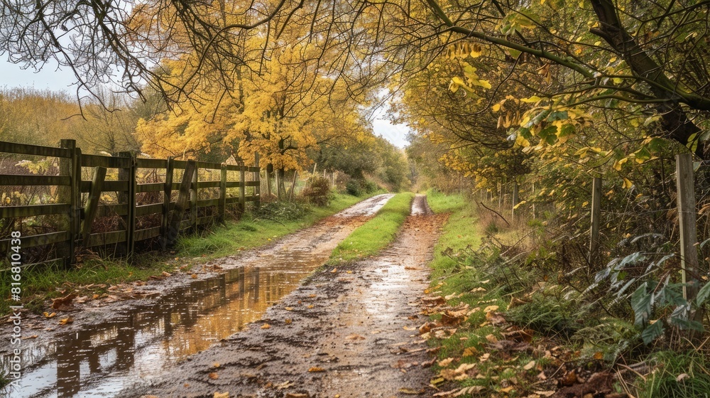 Rural Pathway Running Through the Countryside Rural Pathway Running Through the Countryside