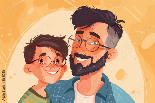 Wallpaper Mural Happy man and boy posing for a photo, suitable for family themes Torontodigital.ca