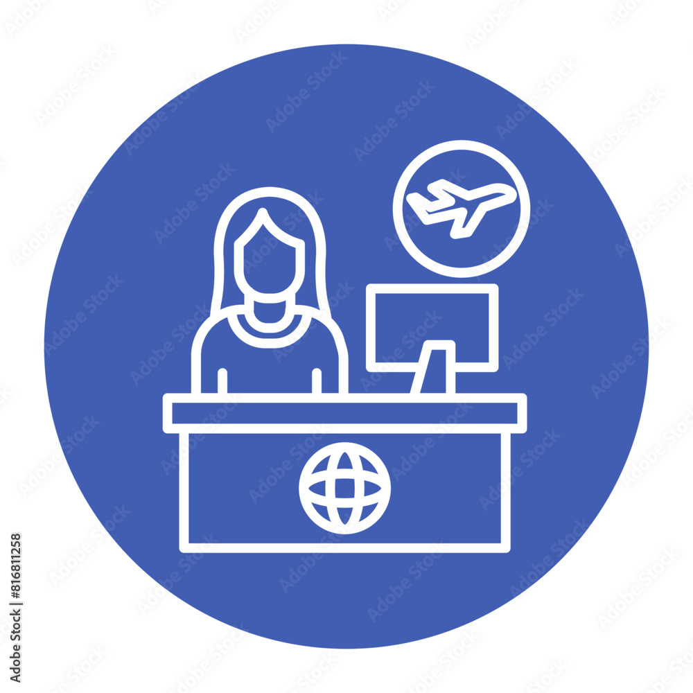Travel Agent Female vector icon. Can be used for Travel Agency iconset. Travel Agent Female vector icon. Can be used for Travel Agency iconset.