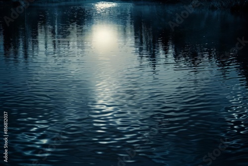 mysterious dark lake water reflecting moonlight eerie nighttime nature closeup atmospheric photography
