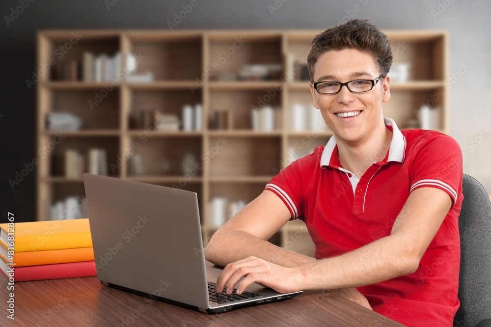 Happy student learning during class high school. Happy student learning during class high school.