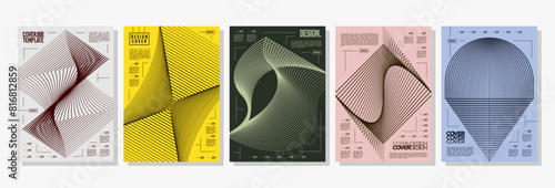 Futuristic modern geometric stripe blend line cover set