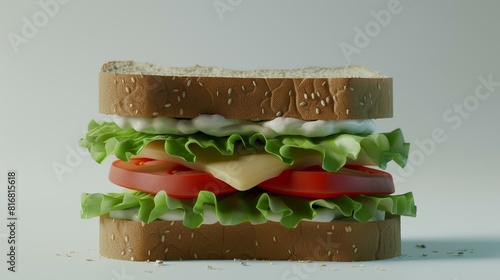 A sandwich with lettuce tomato and mayonnaise