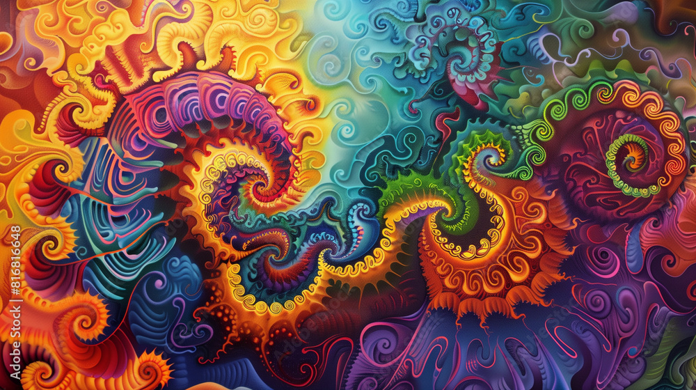 A vivid, psychedelic blend of swirling colors and patterns, evoking a dreamlike cosmic journey. Generative AI A vivid, psychedelic blend of swirling colors and patterns, evoking a dreamlike cosmic journey. Generative AI
