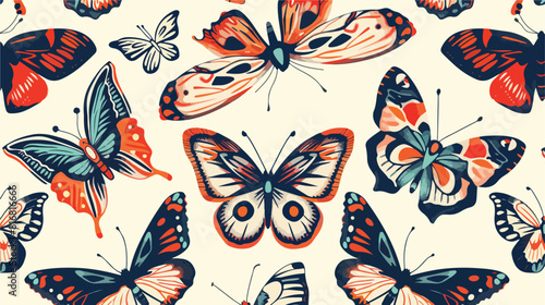 Tropical butterflies and moths with wings seamless pattern © Ayyan
