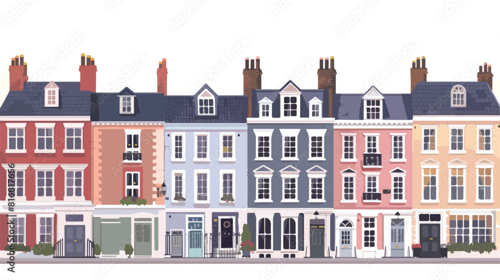 UK town houses row. London townhouses English homes.