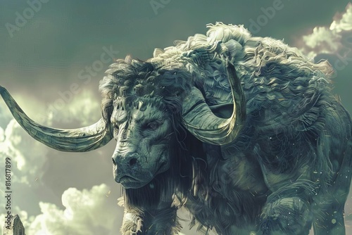 mythical minotaur bullman creature with imposing horns legendary beast from ancient folklore ai generated illustration photo