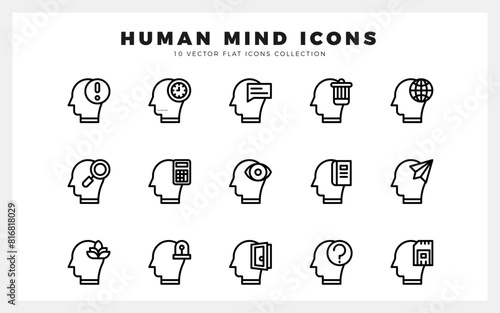 15 Human Mind Lineal icon pack. vector illustration.