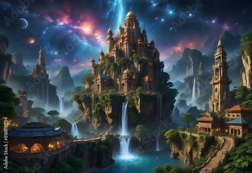 Fantasy Castle in Enchanted Floating Land 