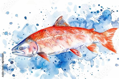 omega3 rich salmon swimming in nutrientdense waters healthy seafood nutrition watercolor illustration