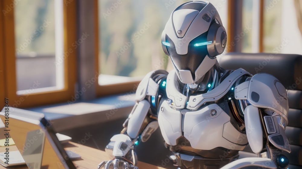 Fototapeta premium artificial intelligence robot doing office work