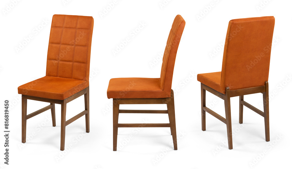 wooden chair isolated on white background . different angle wooden chair isolated on white background . different angle