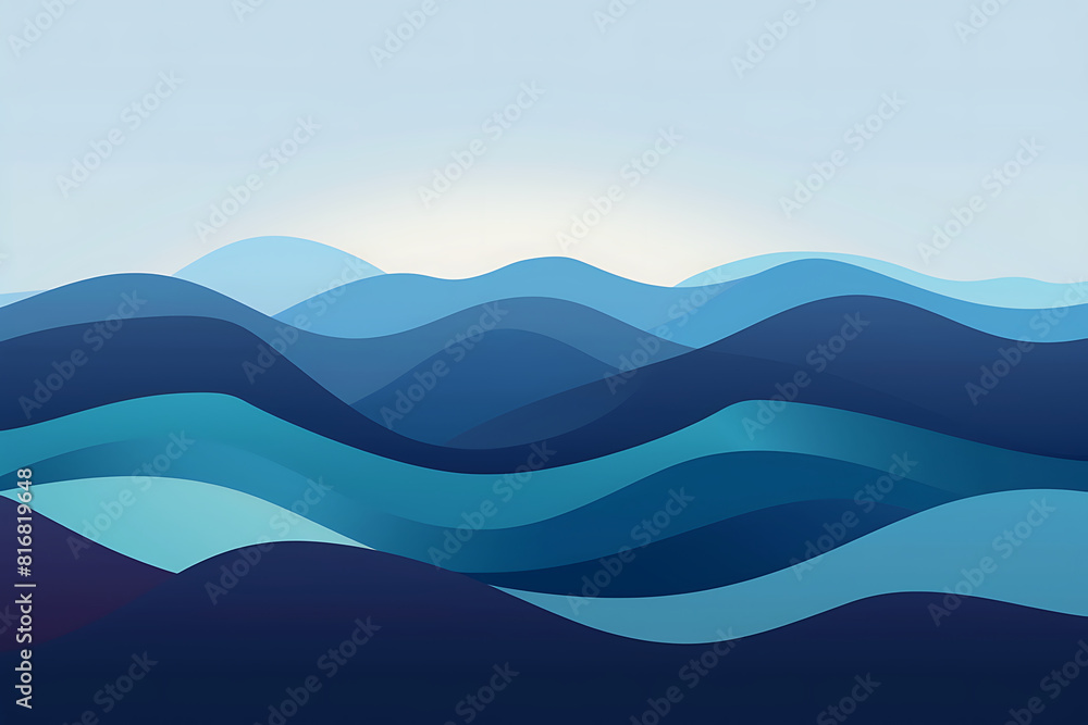 Abstract gradient art of serene blue waves, depicting calm and depth Abstract gradient art of serene blue waves, depicting calm and depth