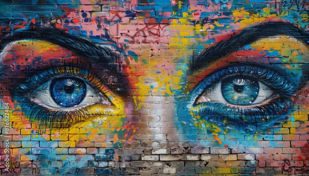 Street art mural on a brick wall, showcasing a powerful message, Urban, creativity, art