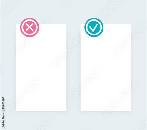Positive and negative comparison, pros and cons list, vector design infographic