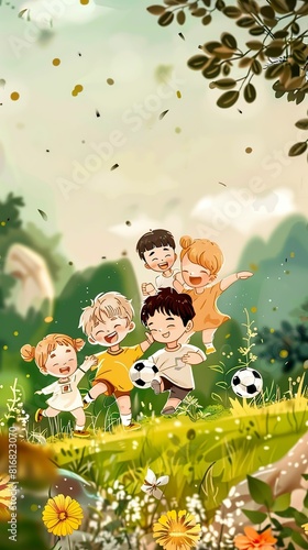 Animated clay sports scene with dynamic figures playing soccer  on a vibrant green background
