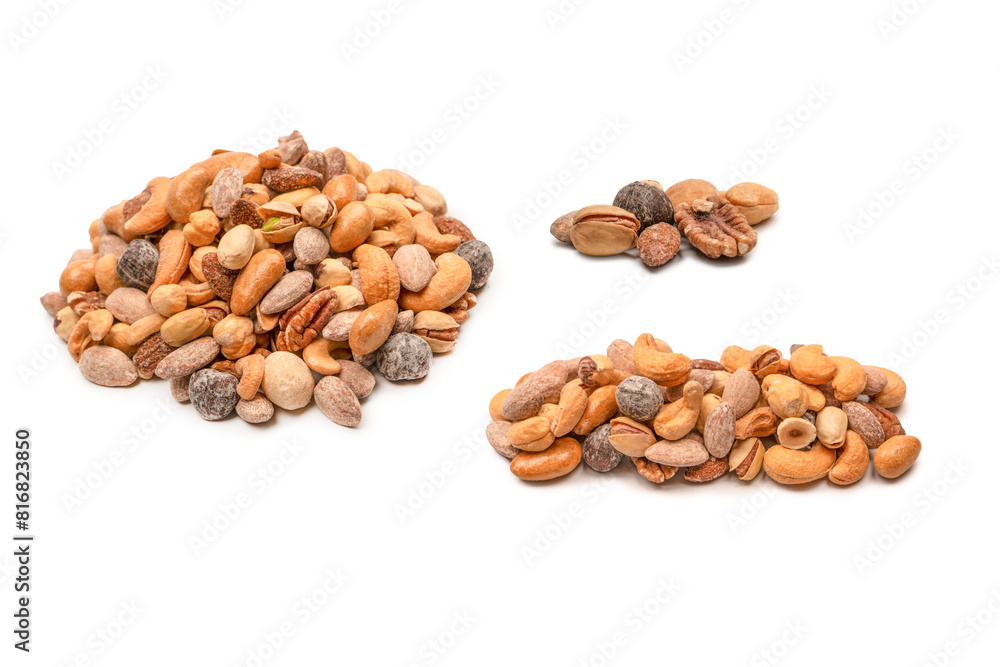 A group of almonds, pistachios, walnuts, macadamia, cashews. A group of almonds, pistachios, walnuts, macadamia, cashews.
