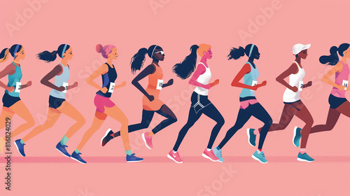 women completing a running race. Healthcare concept