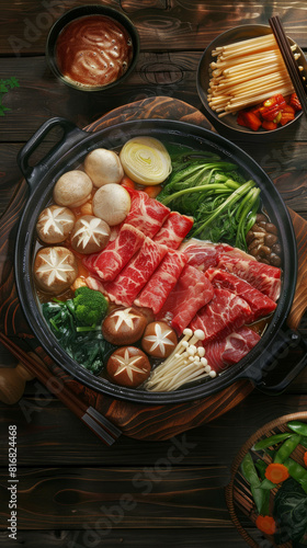 Delve into culinary tradition with Shouxi Hot Pot, a fusion of elegance and functionality. Perfect for authentic dining experiences. AI generative. photo