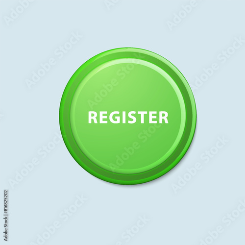 Register green color 3D button vector