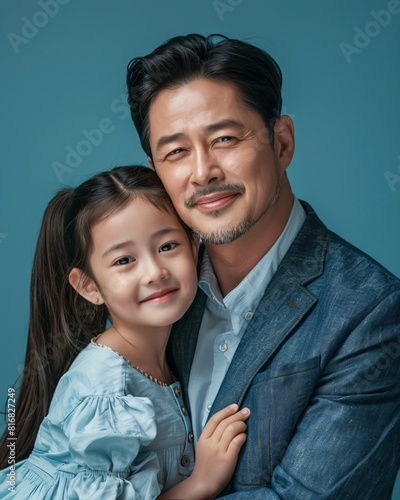 Asian father and little daughter 