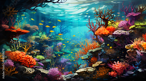 coral reef with fish © Muhammad
