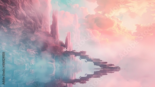 Soft pastel colors creating a dreamy atmosphere, inviting relaxation and contemplation.