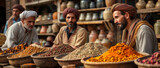Merchants engaged in lively negotiations highlight the dynamic spice trade, showcasing the fervor of price discussions.
