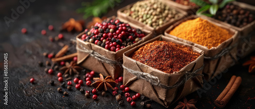 Fototapeta Naklejka Na Ścianę i Meble -  During festivals like Diwali and Holi, beautifully packaged spice boxes are exchanged as gifts.
