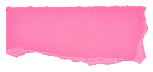 Isolated cut out torn piece of blank pink paper note cardboard with texture and copy space for text on white or transparent background
