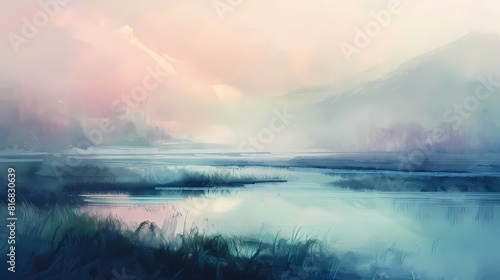 Soft pastel colors merging gently, painting the landscape in subtle and beautiful tones.