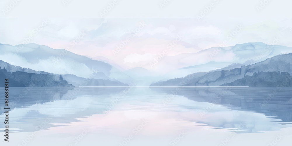 Tranquil dawn over a mountain lake. Tranquil dawn over a mountain lake.