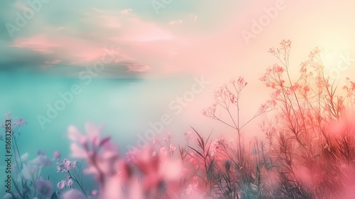 Soft pastel hues spreading gently  evoking a feeling of tranquility and relaxation.