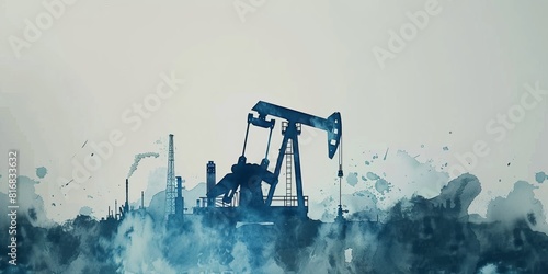 Oil and gas industry. The oil rig is in operation. photo