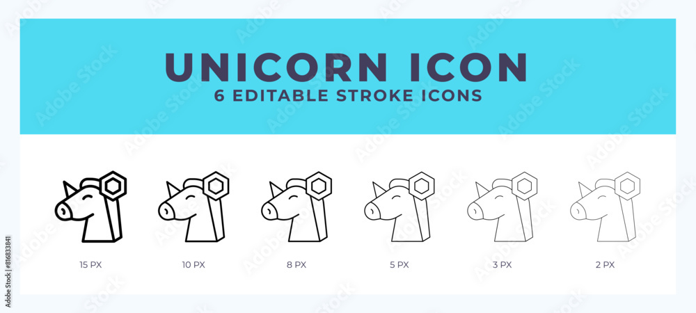 Unicorn icon. Regular line. Thin line. Bold line. Vector illustration. Unicorn icon. Regular line. Thin line. Bold line. Vector illustration.