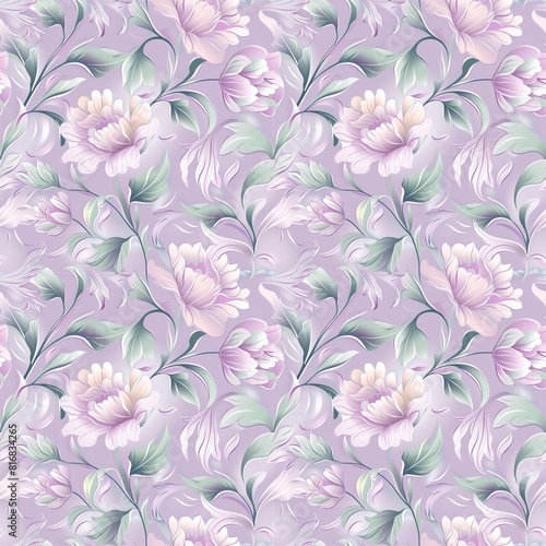Floral purple color, form natural, seamless fabric pattern.