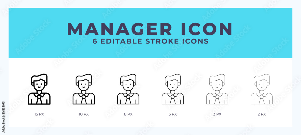 Manager icon in thin line. Bold line. Regular line. Editable stroke.