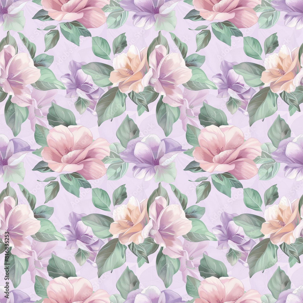 custom made wallpaper toronto digitalFloral purple color, form natural, seamless fabric pattern.