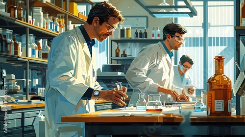 laboratory setting where scientists are engaged in rigorous experimentation adhering to the principles of the scientific method to test hypotheses photo