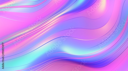 Colorful Abstract holographic Waves with Smooth Pastel neon Gradient.