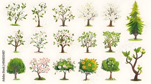 Diverse Collection of Flourishing Trees and Foliage in Natural Landscape