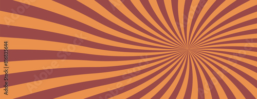 Sweet Chocolate Caramel Background. Choco Ice Cream Spiral Rays Backdrop. Candy Confectionary Abstract Frame for Banner and Advertising Template.