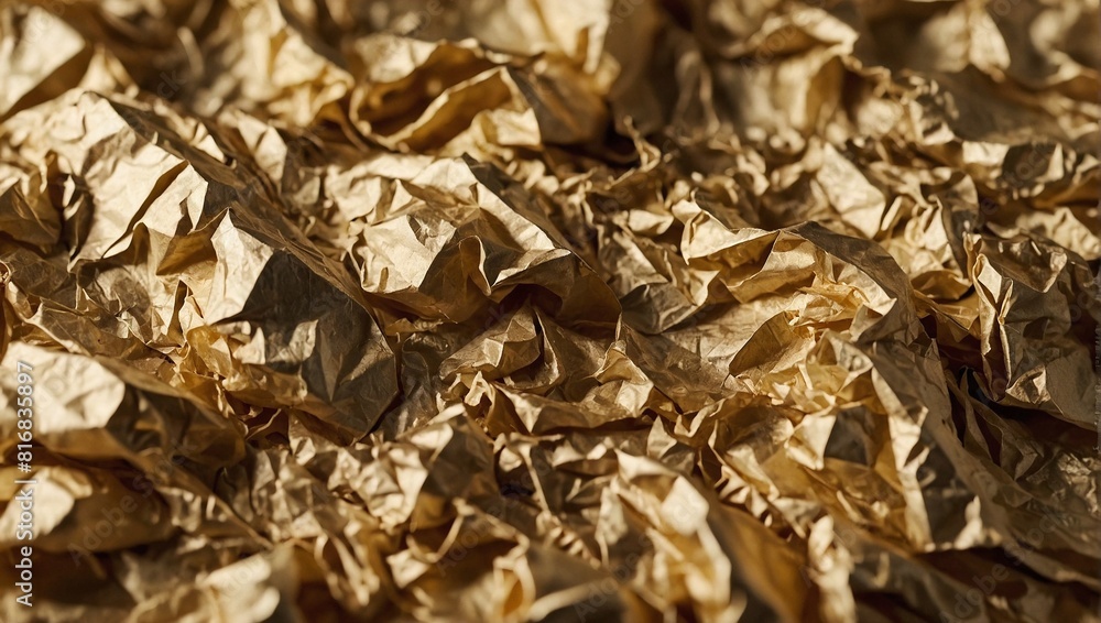 Texture of crumpled golden wrapping papper Texture of crumpled golden wrapping papper
