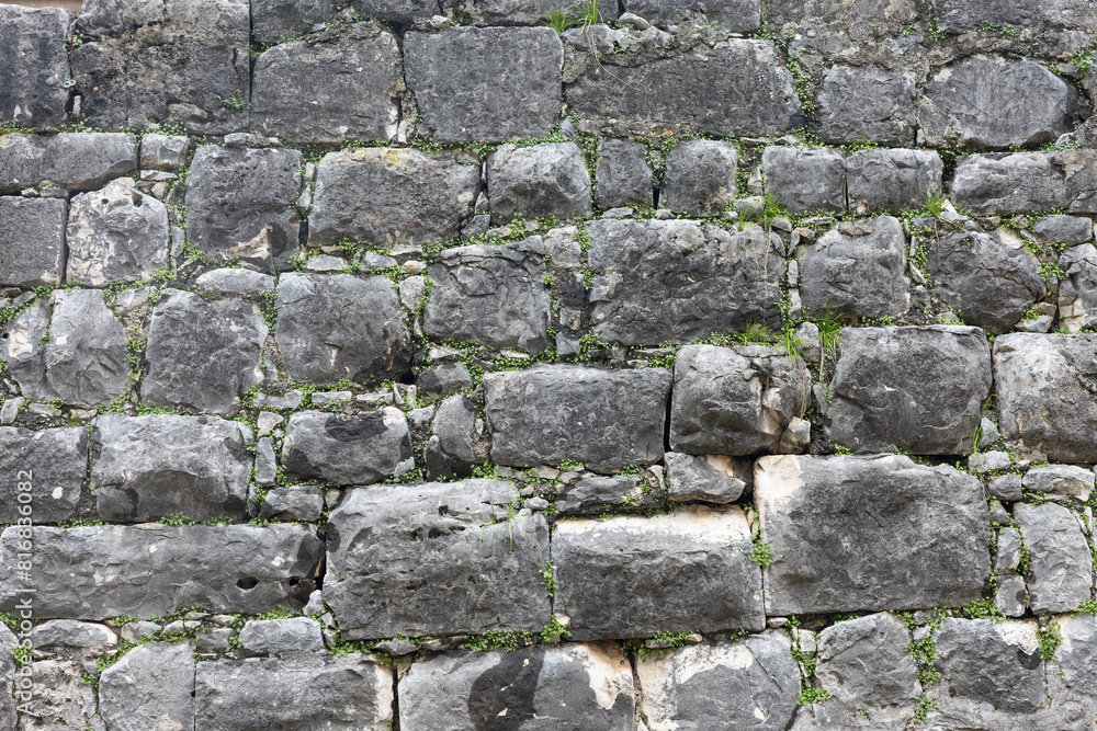 Obraz premium Stone wall with green moss