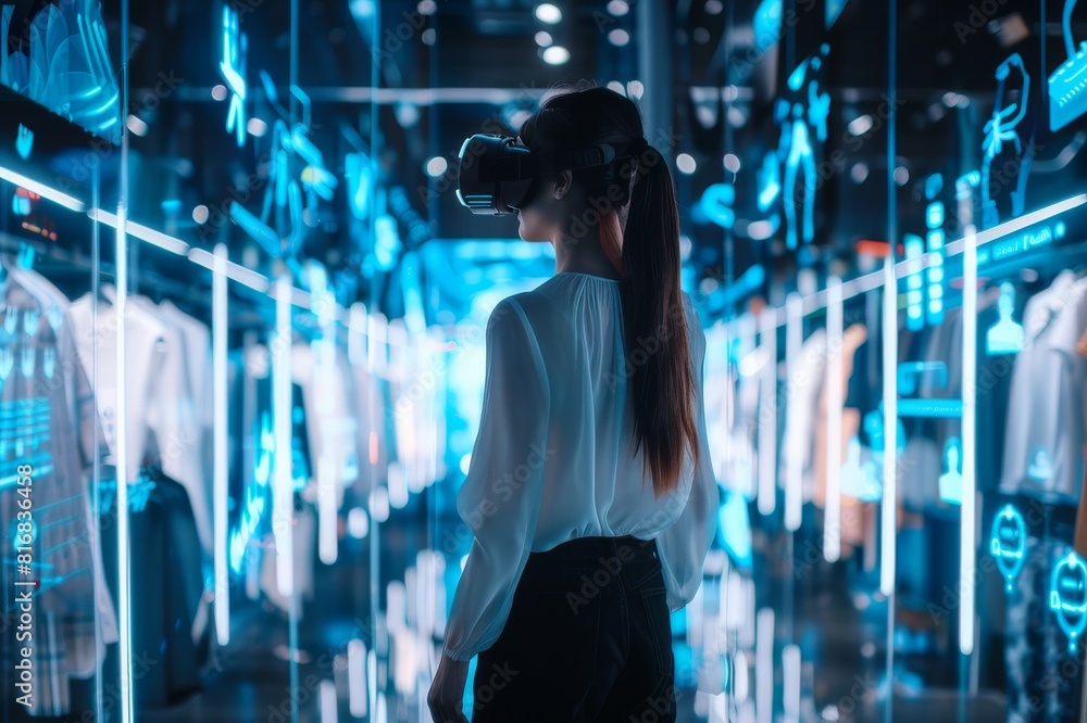 A fashion-forward woman experimenting with virtual A fashion-forward woman experimenting with virtual