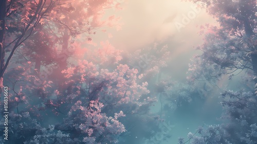 Subtle pastel colors blending delicately, casting a gentle and soothing light over the scene.