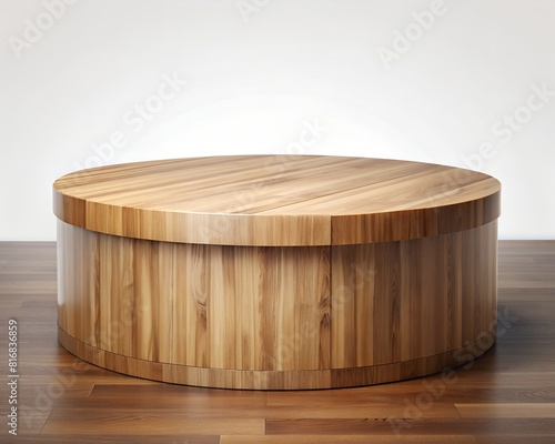 a round wooden table with a round top 