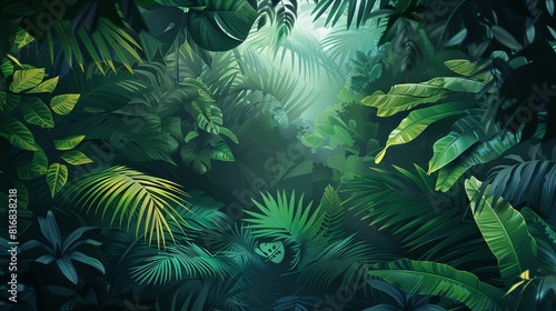 Nature leaves  green tropical forest  backgound illustration concept 