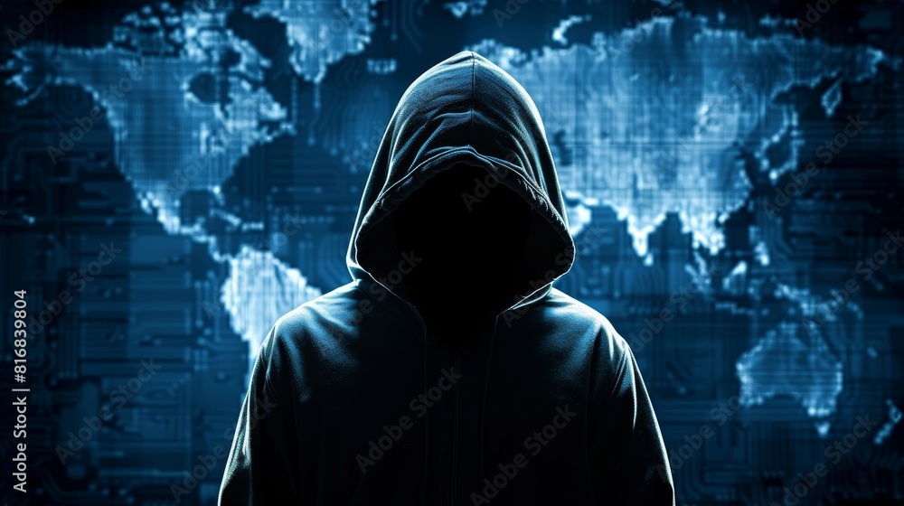 A hacker using a dark interface to conduct unauthorized surveillance, representing the ongoing challenges in cyber security A hacker using a dark interface to conduct unauthorized surveillance, representing the ongoing challenges in cyber security