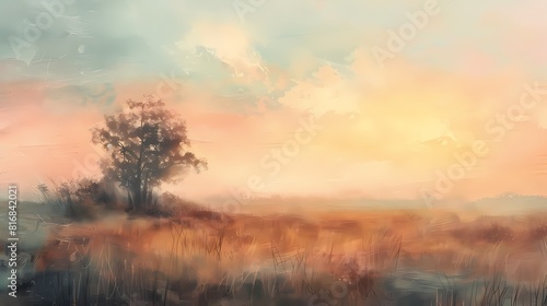 Gentle pastel shades dancing gracefully, painting the landscape in soft, muted tones. © ALLAH KING OF WORLD